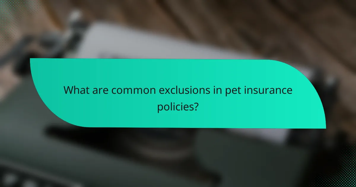 What are common exclusions in pet insurance policies?